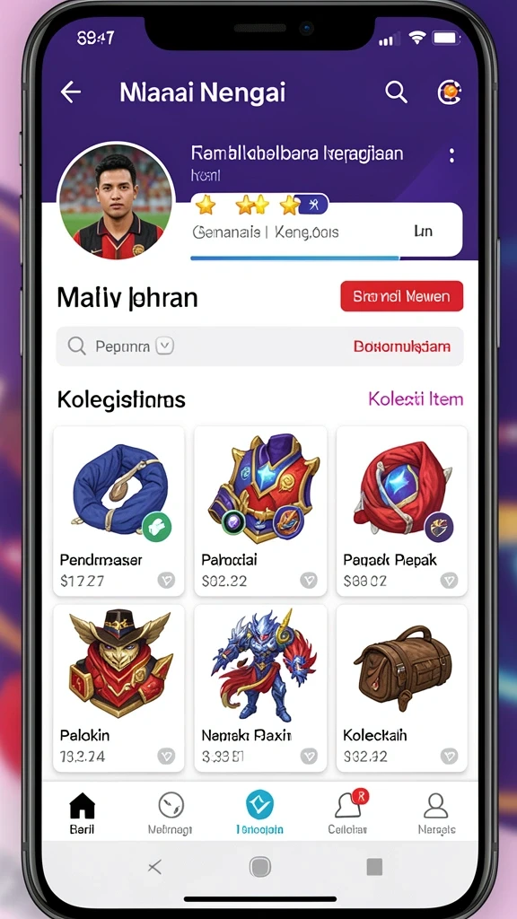 Screenshot menampilkan dashboard permainan yang menarik.