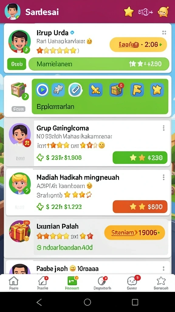 Fitur sosial yang menghubungkan pemain satu sama lain.